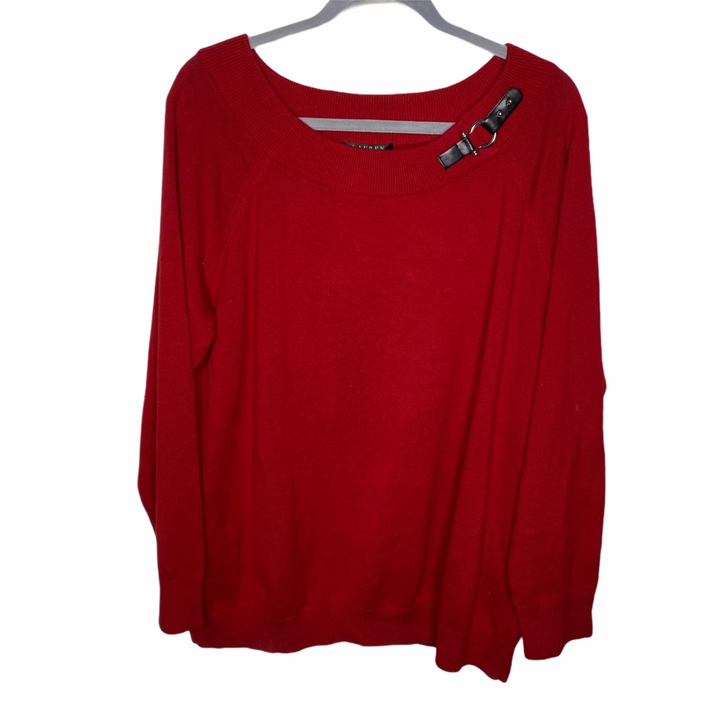 Lauren Ralph Lauren Red Sweater with Black Buckle